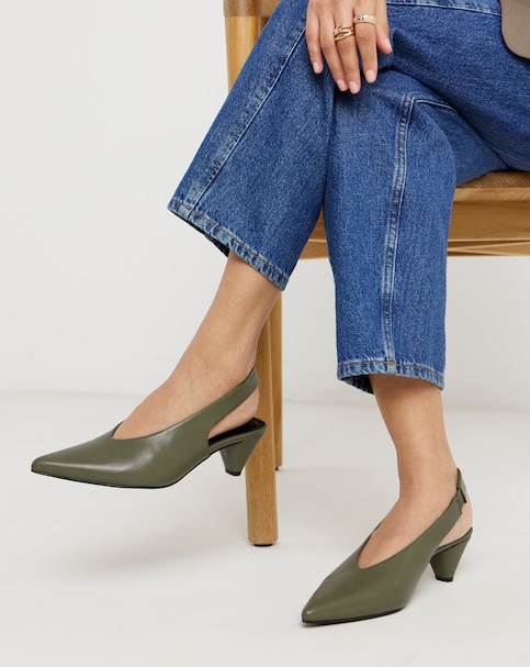 Rina Slingback Pointed Toe Heeled Shoes - Extra Wide Fit (EEE)