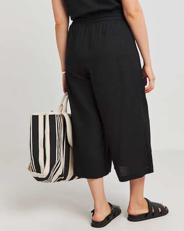 Simply Be Black Tie Waist Linen Culottes