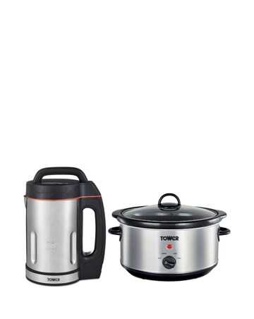 Tower 1.6L Soup Maker + 3.5L S/S Slow Cooker