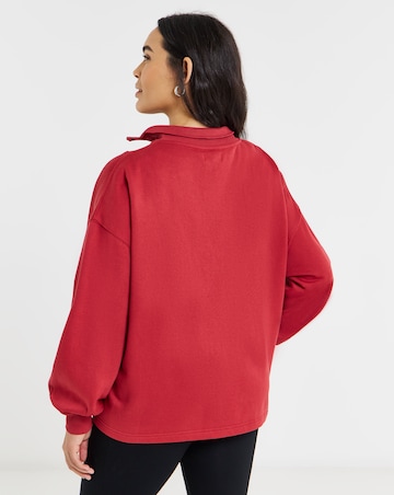Red 1/4 Zip Sweatshirt with Rib Panel