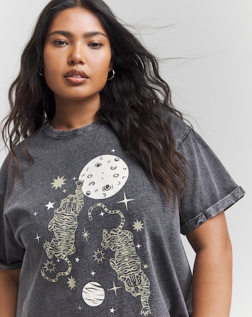 Acid Wash Graphic T-Shirt Dress
