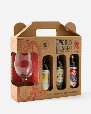 Brew House - World Lager Selection and Chalice Glass 3 x 330ml