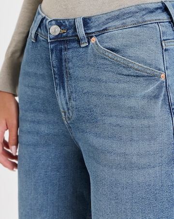 Simply Be 99 1 Mid Blue Comfort Stretch Slouchy Wide Leg Jeans