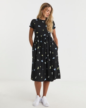 Ditsy Floral Print Supersoft Pocket Midi Dress