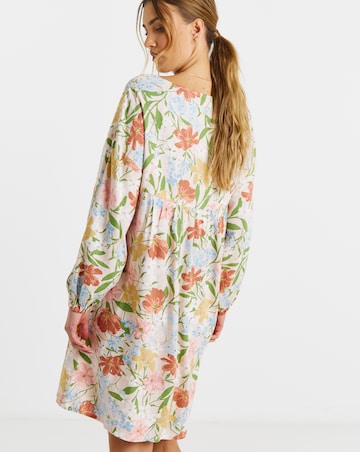 Simply Be Floral Printed Linen Blend Smock Dress