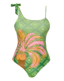 Chelsea Peers One Shoulder Palm Print Swimsuit