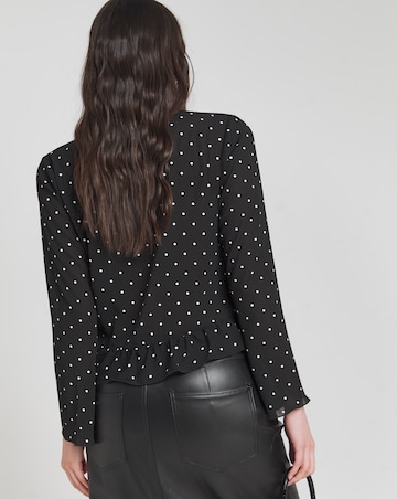 Simply Be Mono Spot Sheer Wrap Long Sleeve Blouse