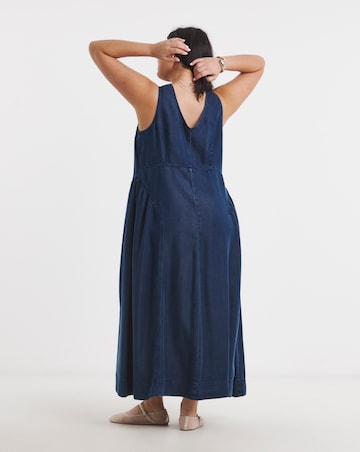 Indigo Lyocell Denim Button Through Midi Dress