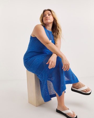 Simply Be Blue Crochet Midaxi Dress