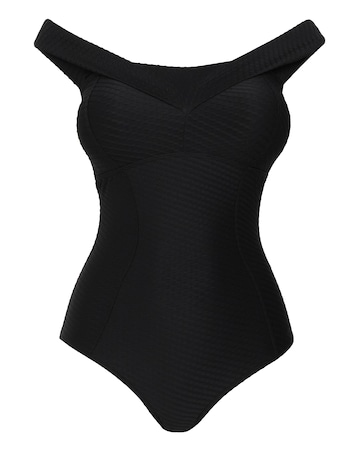 Figleaves Icon Textured Bardot Swimsuit