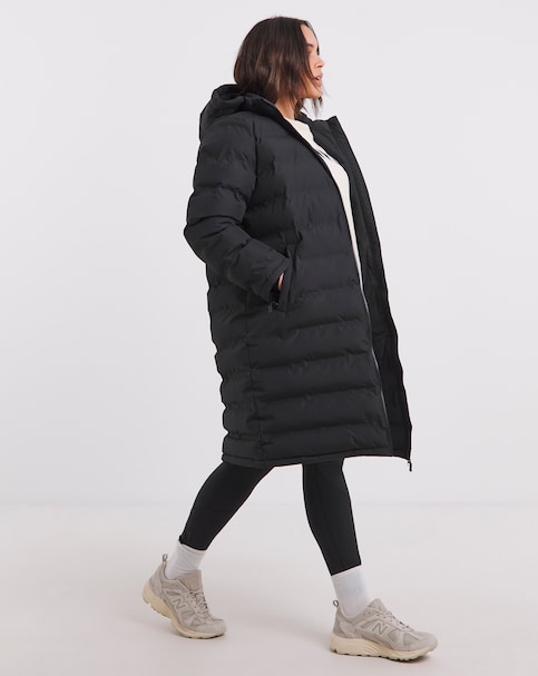 Snowdonia Black Showerproof Long Padded Jacket