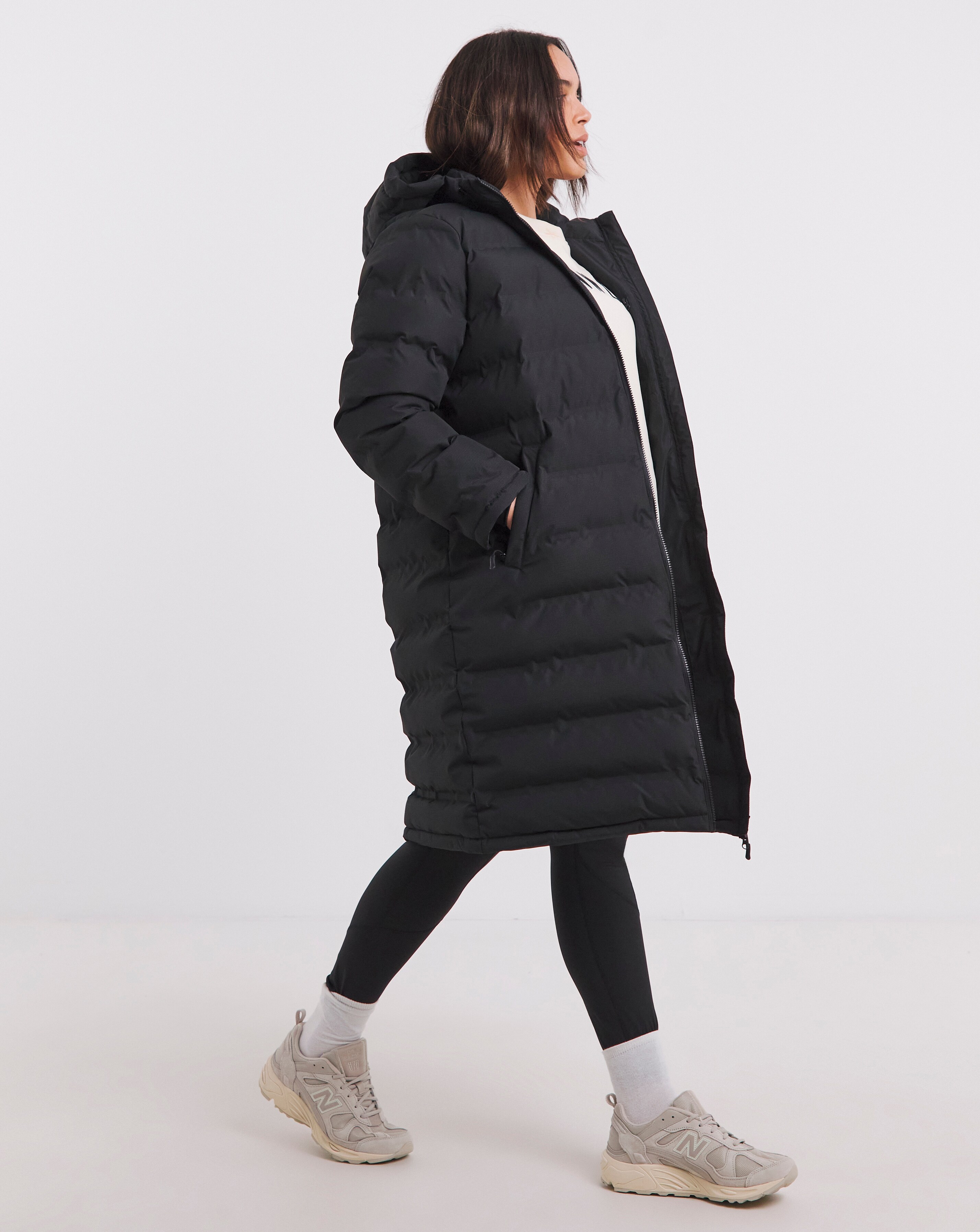 Snowdonia Black Showerproof Long Padded Jacket