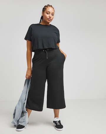 Black Cropped Wide Leg Joggers