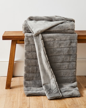 Large Ribbed Faux Fur Throw