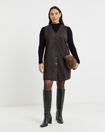 Simply Be Chocolate Suedette Button Through A Line Dress