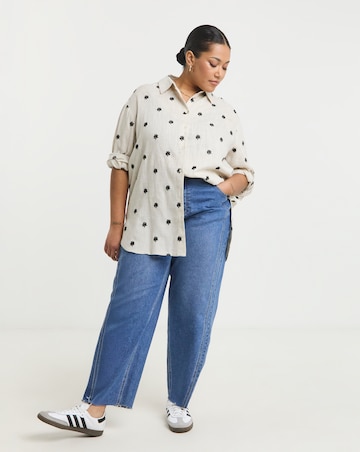 Simply Be Daisy Embroidered Linen Mix Shirt