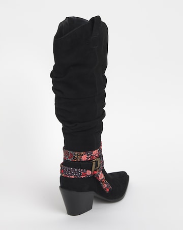Joe Browns Black Suede Knee High Boot -Standard Calf & Extra Wide Fit (EEE)