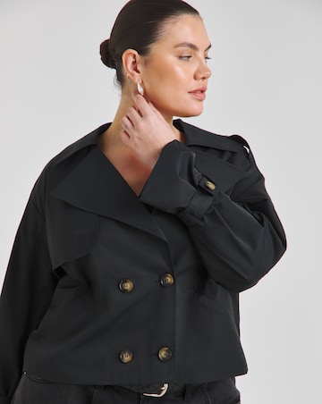 Simply Be Black Cropped Trench