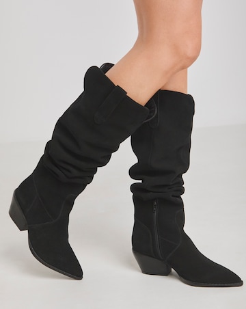 Kairo Suede Multi Wear Western Boots Extra Wide EEE Fit Super Curvy Calf