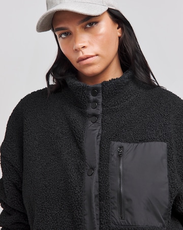 Black Teddy Jacket With Nylon Pocket