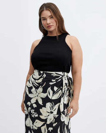 Mango Pareo Floral Wrap Midi Skirt