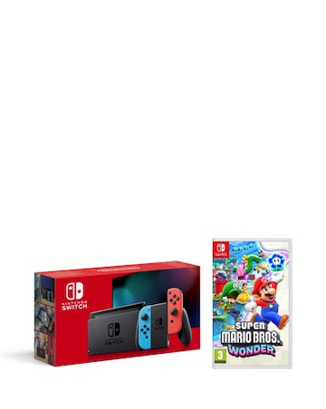 Nintendo Switch Neon Console + Super Mario Bros Wonder bundle