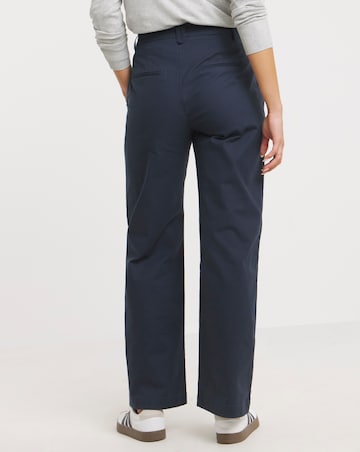 Navy Wide Leg Chino Trousers