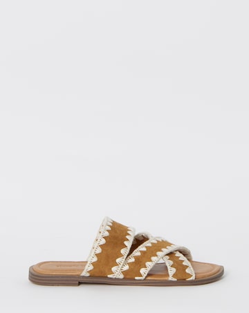 Maude Whipstitch Crossover Flat Sandals - Extra Wide Fit (EEE)