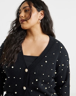 Lovedrobe Pearl  Embellished Cardigan