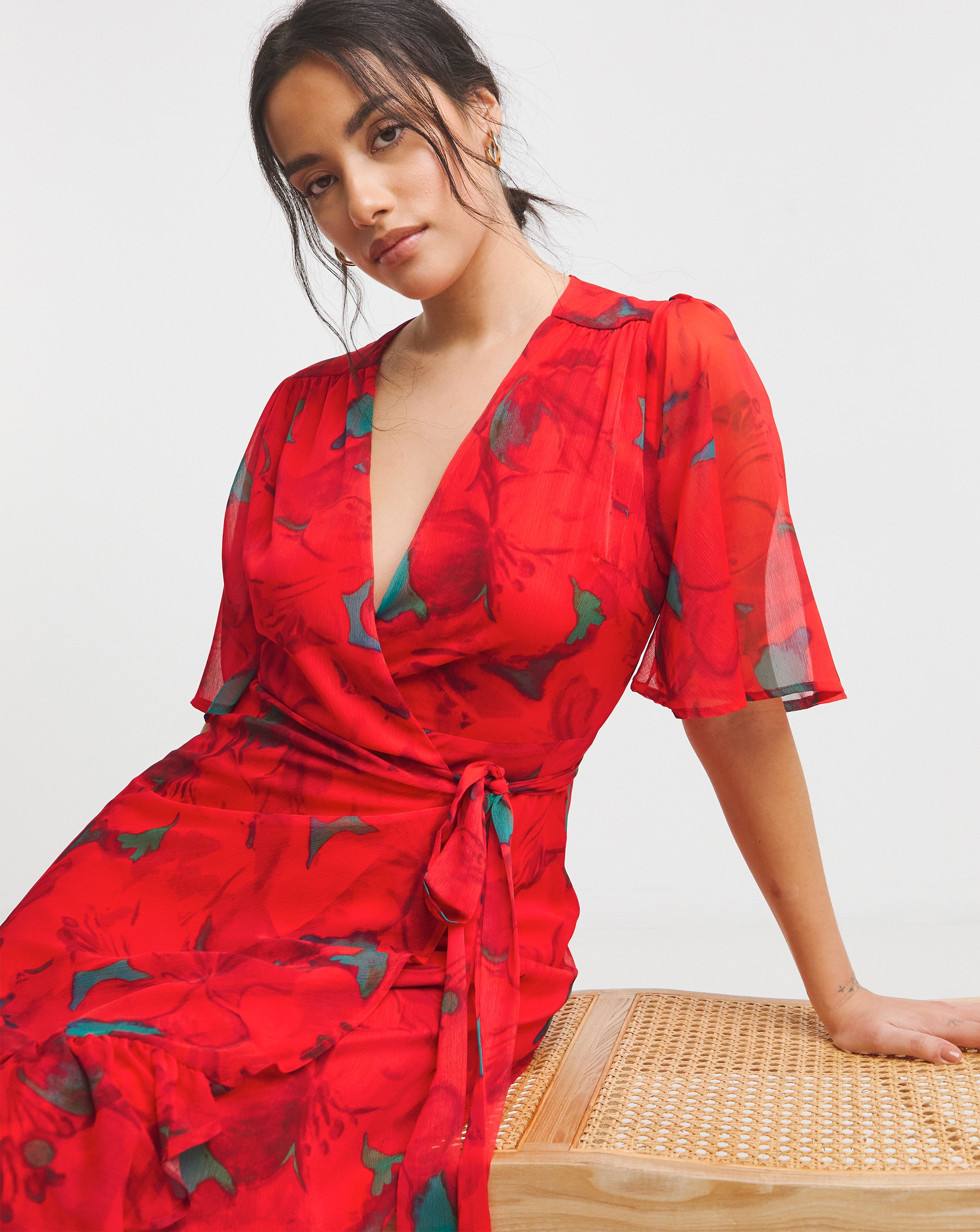Red floral print dress from Hope & Ivy