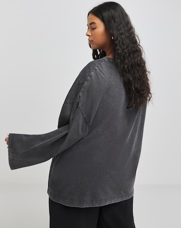 Acid Wash Seam Detail Long Sleeve Tee