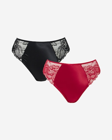 Pretty Secrets (2 Pack) Willow Stretch Lace High Leg Knickers Black/Red