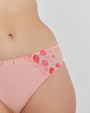 Simply Be Eliza Hearts & Lips High Leg Midi Brief Knickers Pink