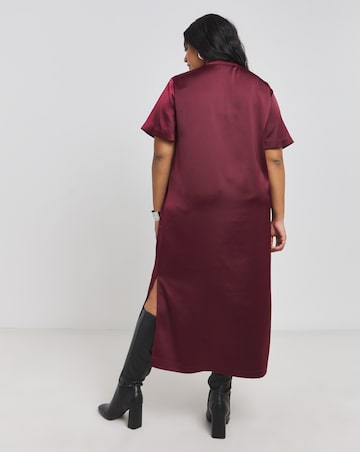Berry Satin Midi T-Shirt Dress