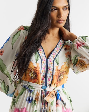 Joanna Hope Pleated Floral Maxi Dress