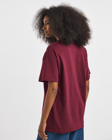 Burgundy Christmas Savoury Embroidery T-Shirt