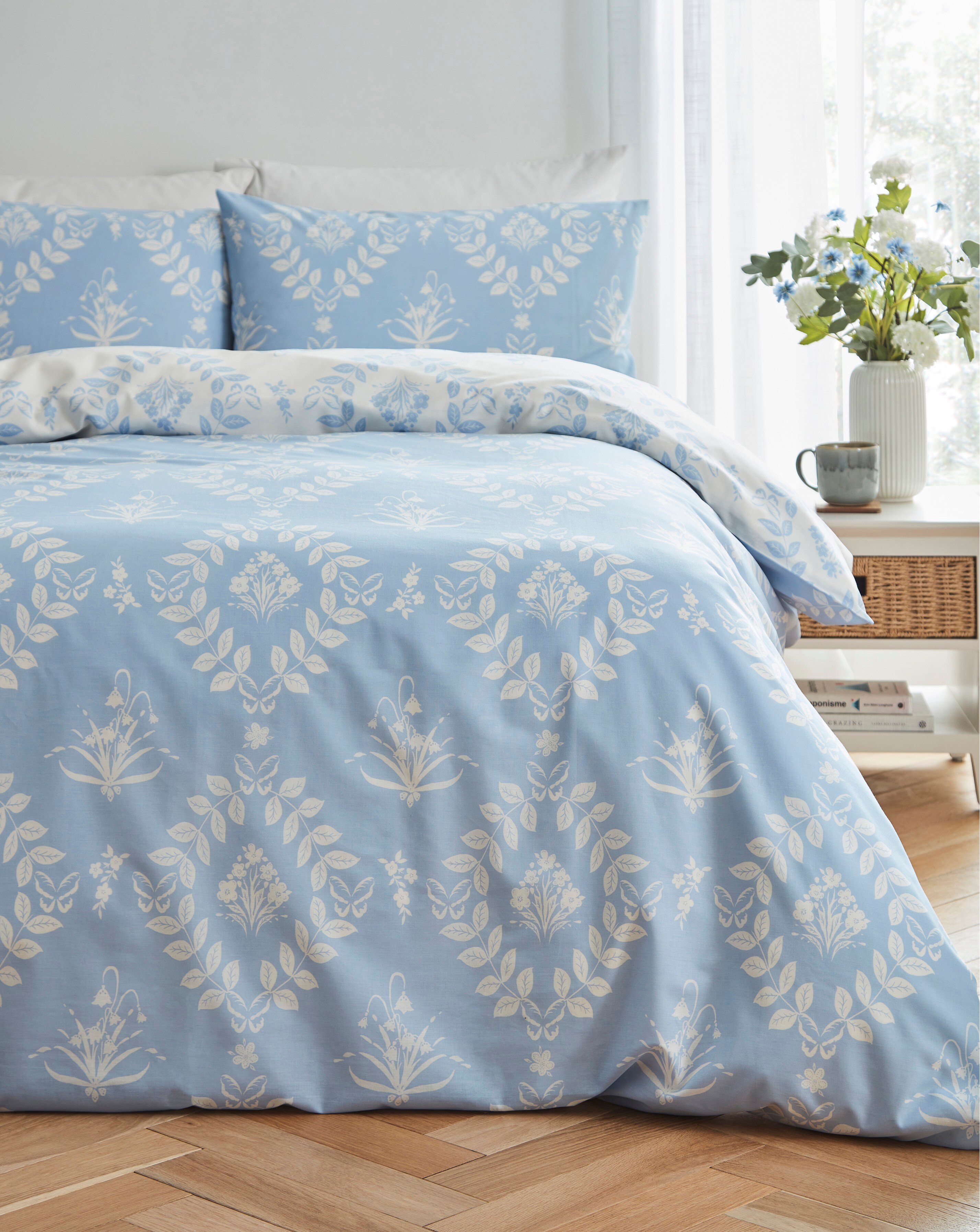 Julipa Stamp Trail Floral Blue Duvet Cover Set