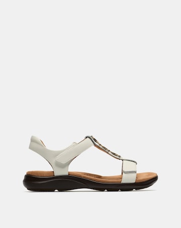 Clarks White Kitly Gem Leather Sandals - Wide Fit (E)