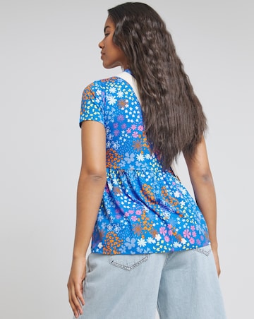 Blue Ditsy Supersoft Smock Top