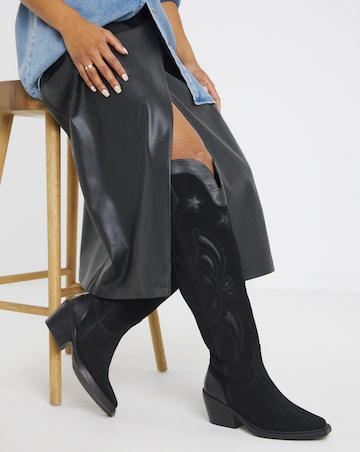 Glacier Over The Knee Suede Western Boots - Wide Fit (E) & Curvy Calf