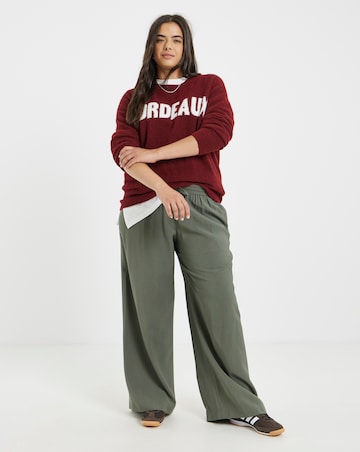 Simply Be Burgundy Slogan Knitted Crew Neck Jumper