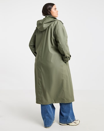 Olive Longline Rubberised Raincoat