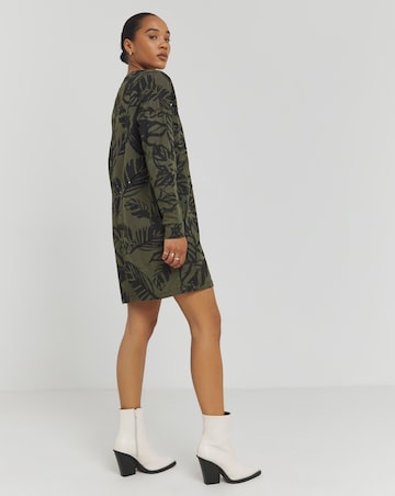 Religion Palm Print Jersey Sequin Dress