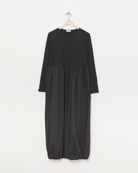 Simply Be - Women's Jersey Poplin Mix Puffball Dress - Size 18 - Black - 98% Polyester 2% Elastane