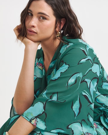 Joanna Hope Printed Wrap Dress with Angel Sleeves