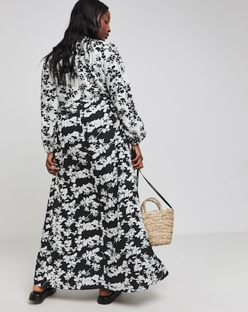 Lovedrobe Mono Floral Frill Dress