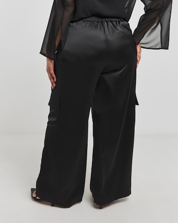 Black Satin Utility Trousers