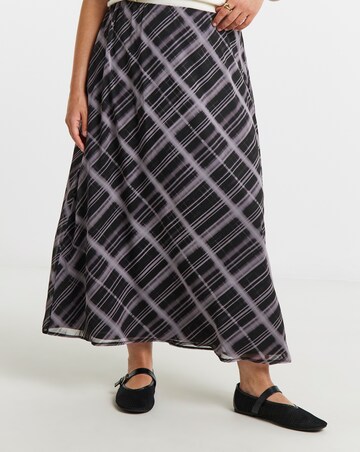 Simply Be Mono Check Chiffon Midaxi Skirt