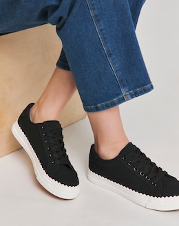 Janey Scalloped Edge Lace Up Trainer - Extra Wide Fit (EEE)