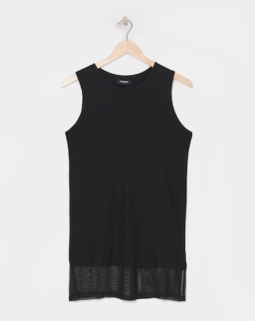 Black Mesh Longline Sleeveless Top
